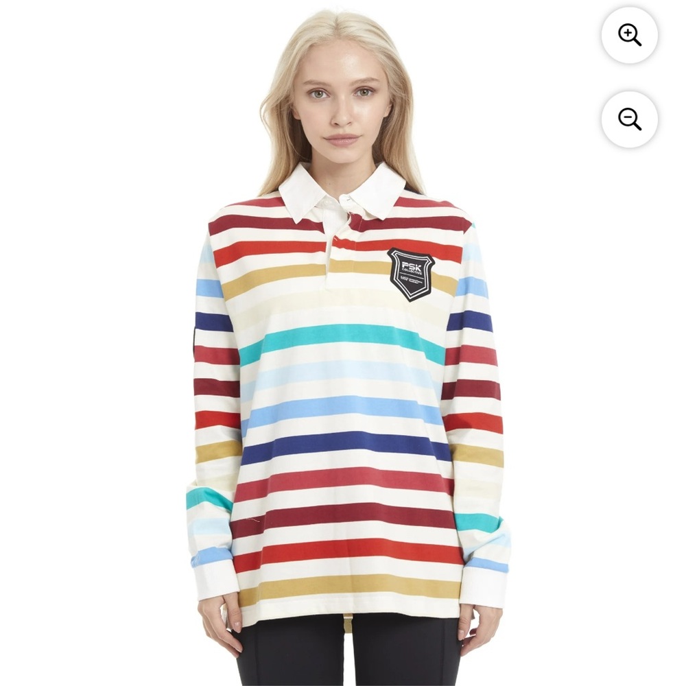 PSK Collective Rugby Equality Patch Collared Rainbow Top‎ w/ WSF Sleeve Patch, S